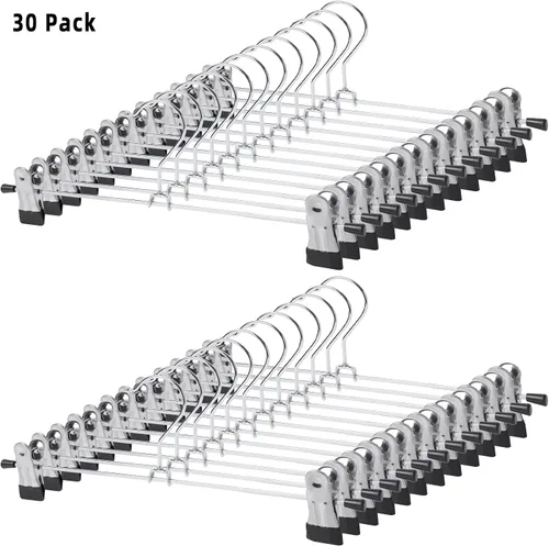 Miniatura 7 de GoodtoU Perchas para pantalones, paquete de 30 perchas para faldas con clips, ganchos de metal para pantalones, clips para hombres, mujeres, niños