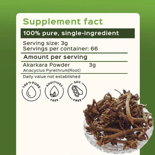 Miniatura 4 de bixa BOTANICAL Polvo de raíz pellitory Anacyclus pyrethrum/Akarkara Suplemento de hierbas ayurvédicas 200 GMS / 7 oz Sin gluten, sin OMG