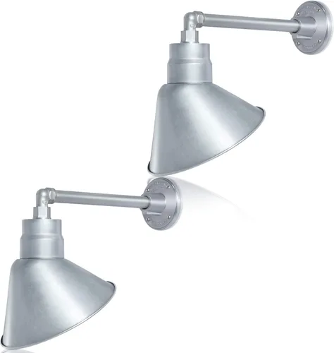 Miniatura 38 de Lámpara de señal de cuello de cisne con pantalla angular negra satinada de 10 pulgadas con brazo de extensión largo de 22 pulgadas, aplique de pared