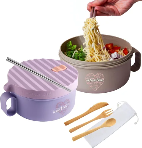 Miniatura 16 de AI LOVE PEACE Tazón de ramen, olla de ramen, tazón de ramen para microondas, tazón grande de fideos de 40 onzas, tazón para microondas, cuencos