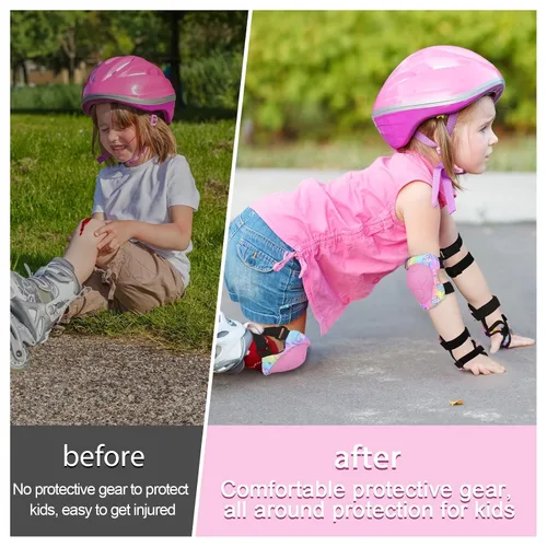 Miniatura 2 de FIODAY Rodilleras para Niños Conjunto de Equipo Protector Ajustable Rodilleras y Coderas para Niños con Protector de Muñeca para Niñas Patines