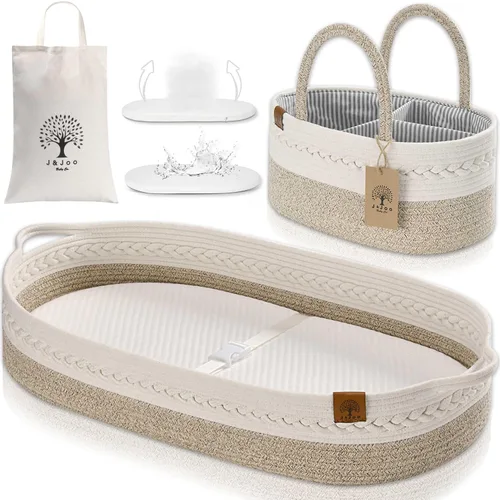 Miniatura 12 de Cesta cambiador de bebé incluye pañalera, suave e impermeable, de doble cubierta, portátil, cambiador para tocador y cambiador, regalo para baby
