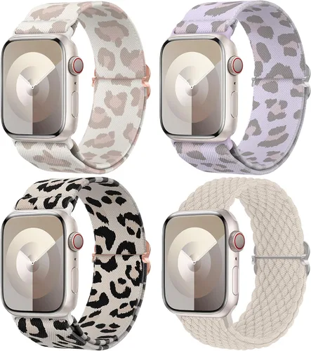 Miniatura 17 de Delidigi Correas elásticas compatibles para Apple Watch de 40 mm, 38 mm, 41 mm, 42 mm, 44 mm, 45 mm, 46 mm, 49 mm, correas de nailon trenzadas