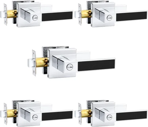 Miniatura 71 de Probrico Paquete de 4 manijas de puerta simuladas en negro mate, manijas interiores que no giran, manijas reversibles resistentes para interiores