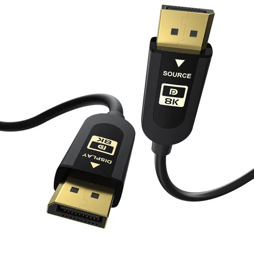 Cable DisplayPort 2.1 certificado FIBBR VESA, cable DP de 40 Gbps (negro, 10 pies) | 6K @30Hz 10K@30Hz 8K@60Hz 4K @165Hz, HDR, HDCP2.2, DSC 1.2a