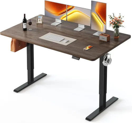 Miniatura 18 de FEZIBO Escritorio de pie, 48 × 24 pulgadas, altura eléctrica ajustable, para sentarse y ponerse de pie, escritorio de oficina para computadora