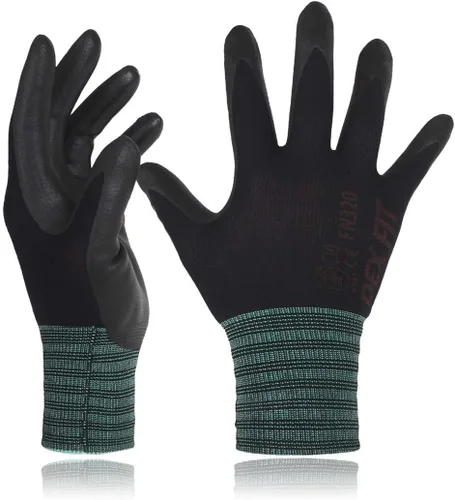 DEX FIT Guantes de trabajo de nitrilo FN320, ajuste cómodo 3D, agarre de potencia, ligero, compatible con pantalla táctil para hombres y mujeres,