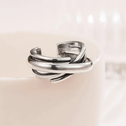 Miniatura 117 de Anillo de plata de ley 925, minimalista, ajustable, hecho a mano, para mujeres y niñas