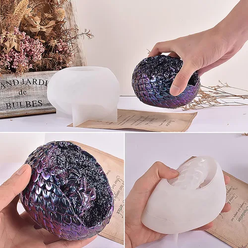 Miniatura 2 de Moldes de huevo de dragón de resina de dinosaurio, moldes de silicona de fundición de resina para decoración del hogar y fabricación de velas, molde