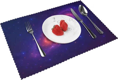 Miniatura 9 de Juego de 4 manteles individuales rectangulares, resistentes al calor, 4 manteles individuales impresos para cocina y comedor Caramelo 4