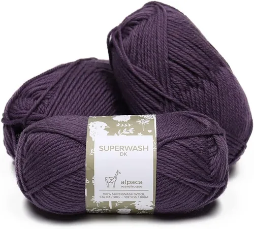 Miniatura 16 de 100% lana pura Superwash de Alpaca Warehouse, juego de 3 madejas (150 gramos) de peso DK - Procedencia directa de Perú - Celestialmente suave
