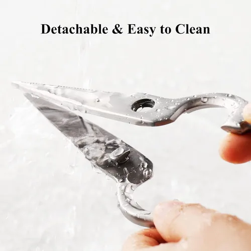 Miniatura 5 de Sunnecko Tijeras de cocina resistentes, tijeras de cocina de acero inoxidable, tijeras de aves de corral micro dentadas ultra afiladas, tijeras