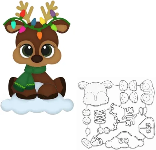 Troqueles de metal de ciervo de Navidad, lindos animales, plantillas de corte de alce para manualidades, álbumes de recortes, fotos, troqueles de
