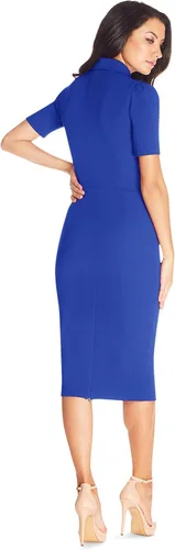 Miniatura 3 de Dress the Population Vestido midi ajustado de manga corta con cuello Gloria para mujer