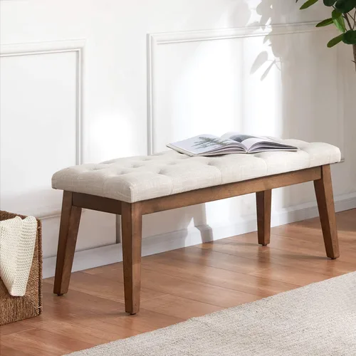 Miniatura 10 de HUIMO Banco de entrada, cuero negro, madera maciza, duradero y resistente al desgaste PU-Negro