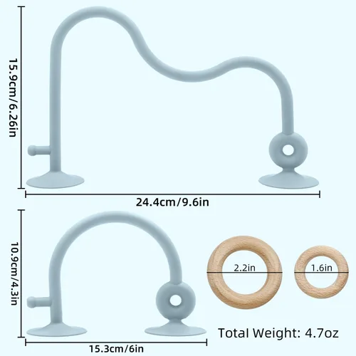 Miniatura 6 de Juguetes sensoriales de succión para silla alta para bebés de 12 a 18 meses, cuerda de silicona de grado alimenticio con lazo de roble Montessori