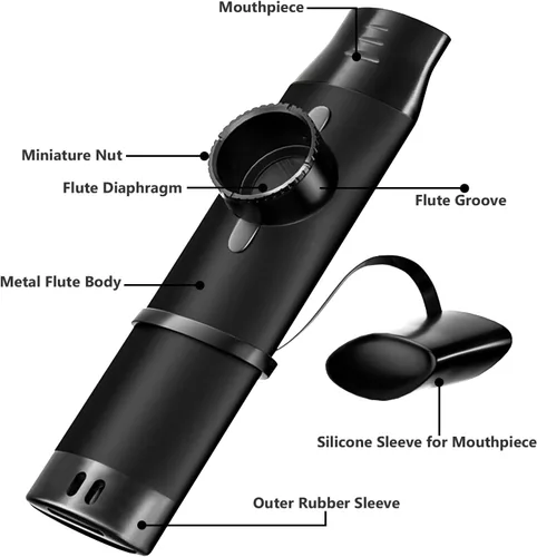 Miniatura 5 de Kazoo de metal con 5 diafragmas – tono ajustable para guitarra, ukelele, violín, piano, teclado – Mini instrumentos musicales Kazoos (negro)