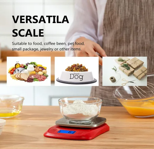 Miniatura 9 de NUTRI FIT Báscula digital ultradelgada para cocina, 0.03 oz (1 g), medida de incremento en lb oz ml, peso de alta precisión en gramos y onzas