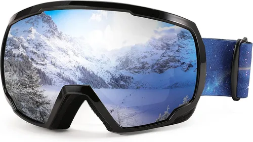 Miniatura 18 de FEISEDY Ski Goggles, OTG Snow Sport Goggles for Adult Youth, Anti-Fog UV400 Protection Bendable Dual-Lenses B2961