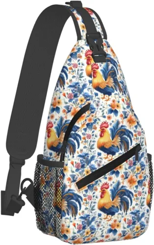 Small Crossbody Bags for Women Men - Vintage Floral Chicken Print Adjustable Shoulder Bag Fanny Packs Belt Sling Bag Crossbody Purses Backpack for