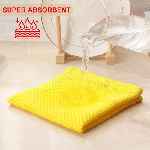 Miniatura 25 de Kitinjoy - Paños de cocina de 100 % algodón, tela de tejido gofrado, paño de limpieza ultrasuave, absorbente y de secado rápido. Beige
