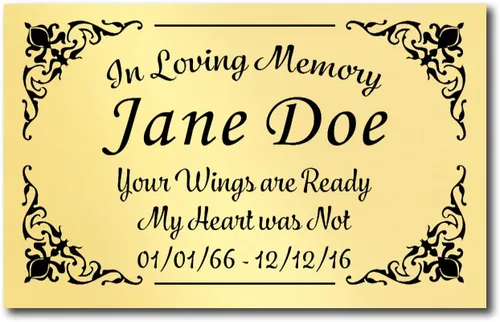 Miniatura 31 de Placa conmemorativa con borde elegante, mensaje personalizado y emblemas de reconocimiento de memoria de identificación, fabricado en Estados Unidos