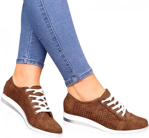 Tenis de moda de plataforma para mujer, estilo casual, con parte inferior gruesa, tacones altos, caña baja, zapatos de lona para patineta, punta