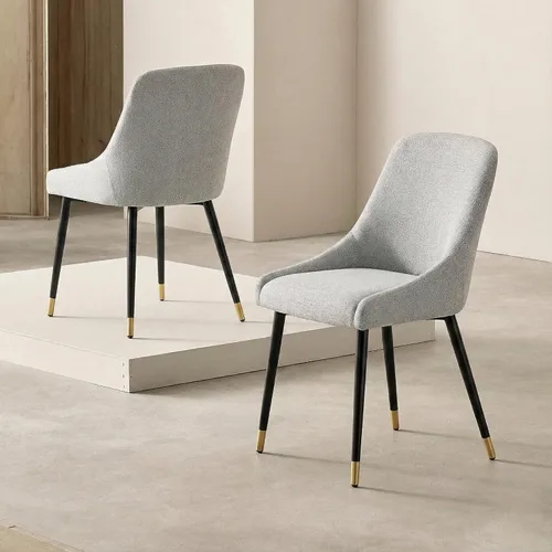 Miniatura 10 de COLAMY LUMA - Juego de 2 sillas de comedor de tela tapizada con patas de metal y cojín acolchado, sillas laterales sin brazos para comedor, cocina