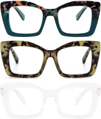 Miniatura 10 de DXYXYO Lentes de lectura cuadrados de gran tamaño para mujer, bloqueo de luz azul, estilo Oprah, marco grueso, lectores con bisagra de resorte
