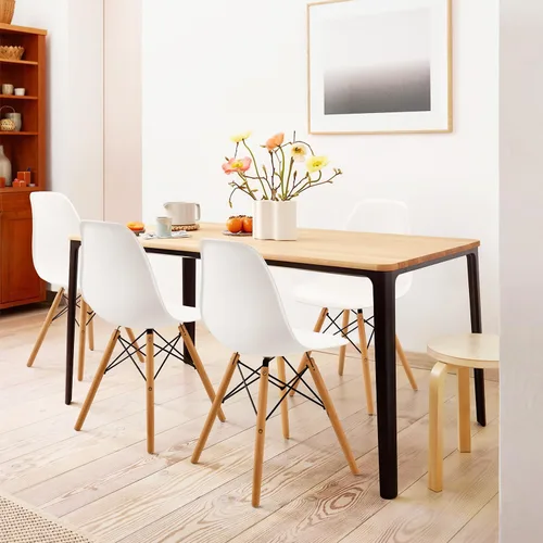 Miniatura 7 de Furniwell Silla de comedor de estilo moderno de mediados de siglo, DSW moderna, carcasa de plástico para interiores, sillas laterales de plástico