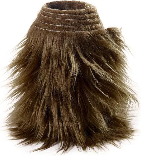 Miniatura 10 de Tiras precortadas de tela de piel sintética lanuda y esponjosa, material suave para manualidades, para barba y cabello de gnomos, disfraz de Blanco