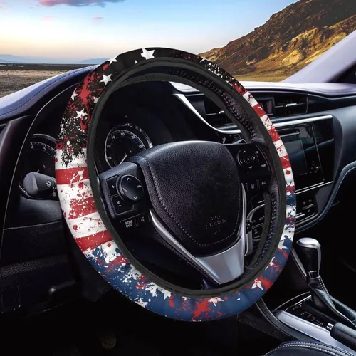Miniatura 14 de Funda de volante de 15 pulgadas, naranja, para automóvil - Fundas de volante de auto de Batimóvil, accesorios de Halloween, de neopreno, Murciélago