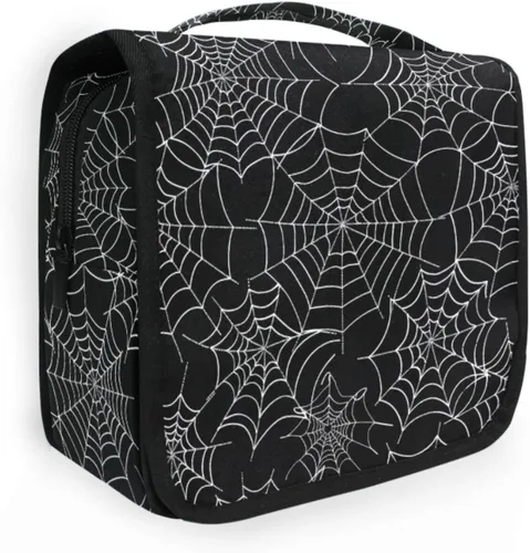 Miniatura 36 de MNSRUU Neceser colgante con diseño de calavera y girasol, bolsa de maquillaje de viaje para artículos de tocador, organizador de artículos