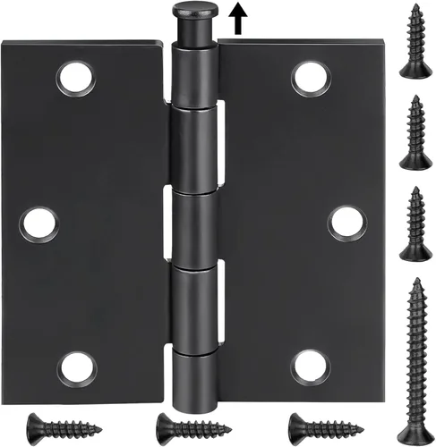 TICONN Paquete de 18 bisagras de puerta de 3.5 pulgadas con pasador extraíble, herrajes para puertas residenciales bifold de hierro de 3-1/2 x 3-1/2