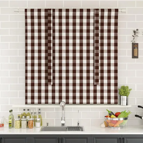 Miniatura 217 de Cenefas de cortina para ventana de 16 pulgadas de largo, 2 paneles de cuadros búfalo, cortinas pequeñas con bolsillo para barra, estilo clásico