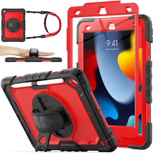 Miniatura 21 de SEYMAC stock Funda para iPad de 9ª/8ª/7ª generación de 10.2", a prueba de golpes con protector de pantalla, soporte para lápiz