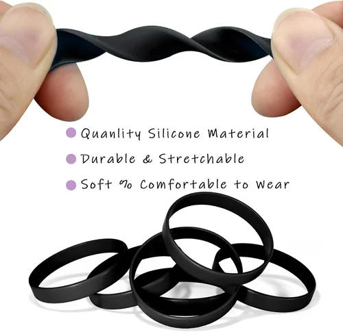 Miniatura 3 de Morcheiong 12 piezas de pulseras de silicona - Pulseras de goma en blanco de color negro para adultos y adolescentes, recuerdos de fiesta