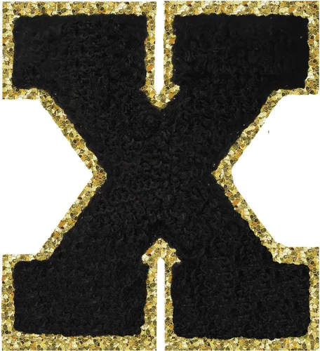 Miniatura 92 de Parches de letras termo-adhesivas de felpilla para chaquetas, parches de letras universitarias con brillantina para planchar en la letra azul A