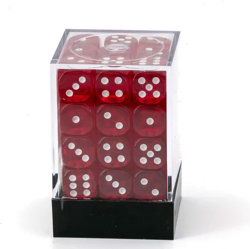 Miniatura 2 de Chessex DND - Juego de dados Chessex D&D de 0.472 pulgadas, juego de dados poliédricos de plástico rojo y blanco translúcido, Dungeons and Dragons