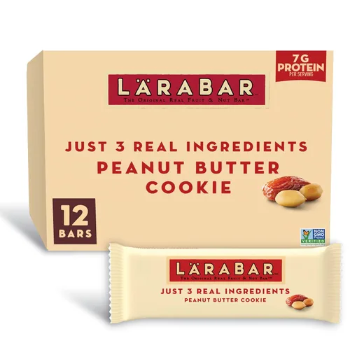 Larabar - Galleta de mantequilla de maní, barras veganas de frutas y nueces sin gluten, 12 unidades