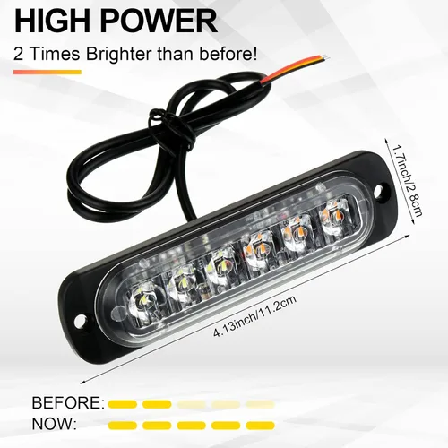 Miniatura 2 de Paquete de 20 luces LED estroboscópicas de emergencia, 6 LED ámbar y blanco, luces intermitentes de montaje en superficie, luces intermitentes