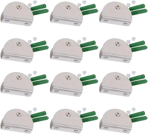 Miniatura 8 de Soporte de estante de vidrio ajustable de acero inoxidable, 4 unidades, medio redondo, para puerta pequeña, para gabinete de puerta pequeña, soporte