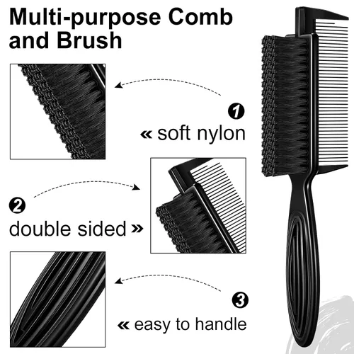 Miniatura 3 de Rozer 4 piezas de cepillo de peluquero 2 en 1 peine para limpieza de cortaúñas – Herramienta de cepillo de pelo de grado barbero para peluqueros