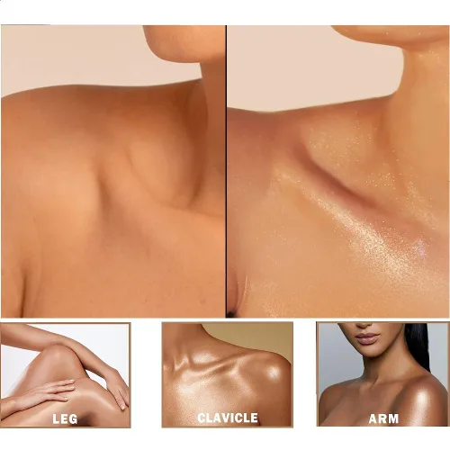 Miniatura 8 de Polvo de resaltado con purpurina, maquillaje para iluminar el rostro natural tridimensional en polvo para resaltador de mejillas.