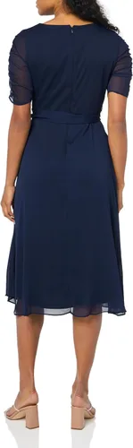 Miniatura 5 de DKNY Vestido midi cruzado de imitación de media manga con globo para mujer, Baya