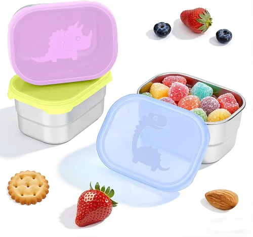 Miniatura 12 de Tanjiae Recipientes Pequeños de Acero Inoxidable para Almuerzo para Niños A Prueba de Fugas Sin BPA Recipientes para Aperitivos con Tapas