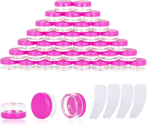 Miniatura 21 de 50 recipientes de muestra de 0.11 oz, frascos vacíos de 0.11 onzas líquidas con tapas, pequeños recipientes para cosméticos, mini tarros de muestra