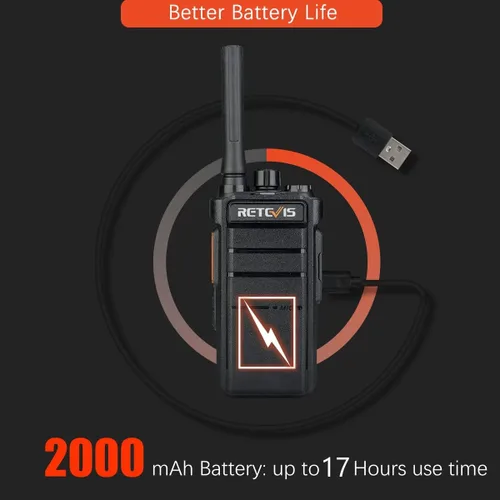 Miniatura 4 de Retevis RB26 Radios de 2 vías de largo alcance, Walkie Talkie de trabajo con auricular a granel, 21 horas, USB-C, capacidad de repetidor GMRS