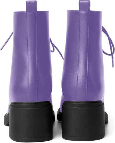 Miniatura 25 de ROSERWISH Botas altas de tacón bajo y grueso para mujer, con cordones, cómodas, modernas, con puntera redonda, de 2.5 pulgadas