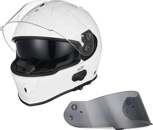 Miniatura 8 de VCAN - Casco integral de motocicleta con Bluetooth integrado, cara completa con doble visera